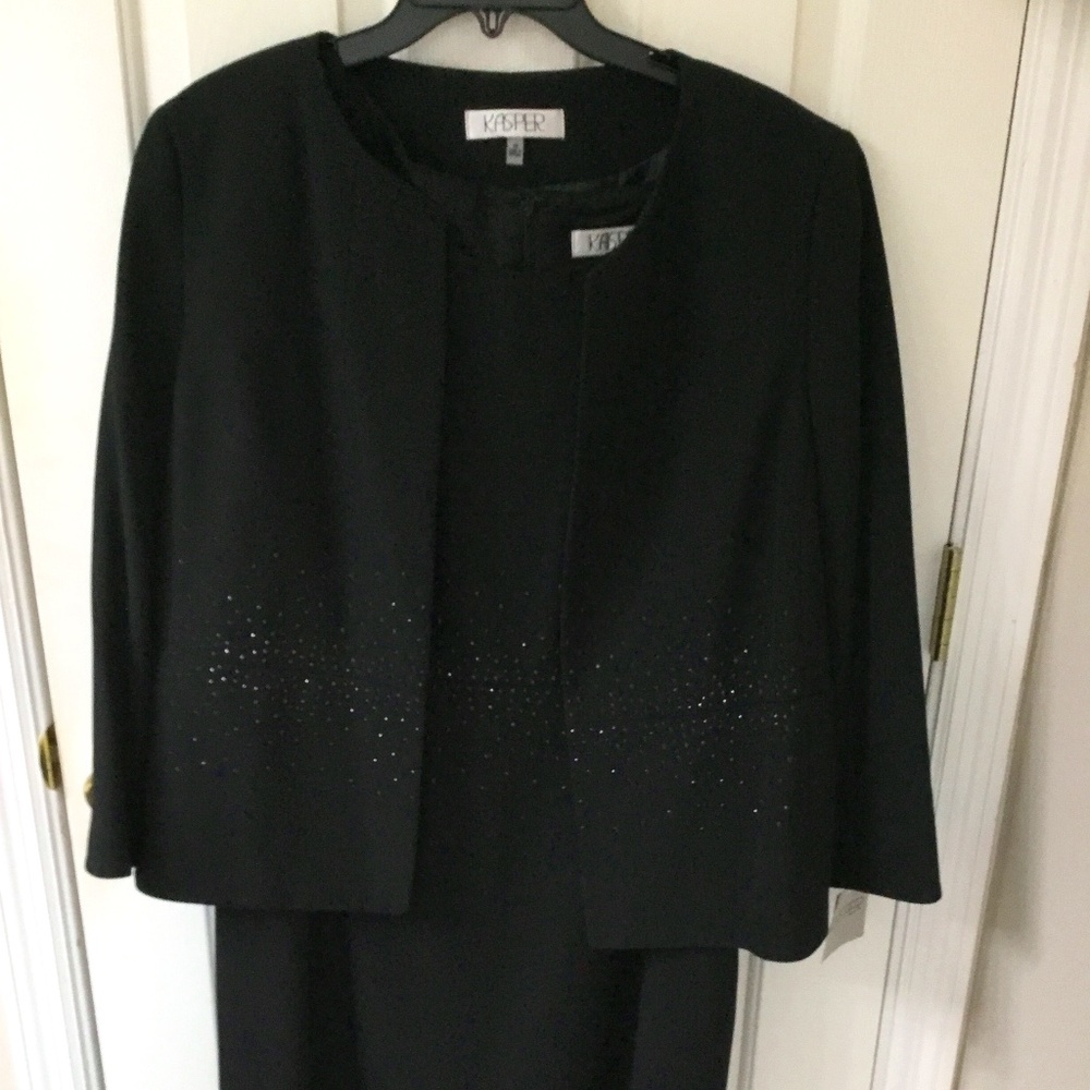 Kasper Black Dress and Short Jacket, Jacket Is NWT, SZ 16